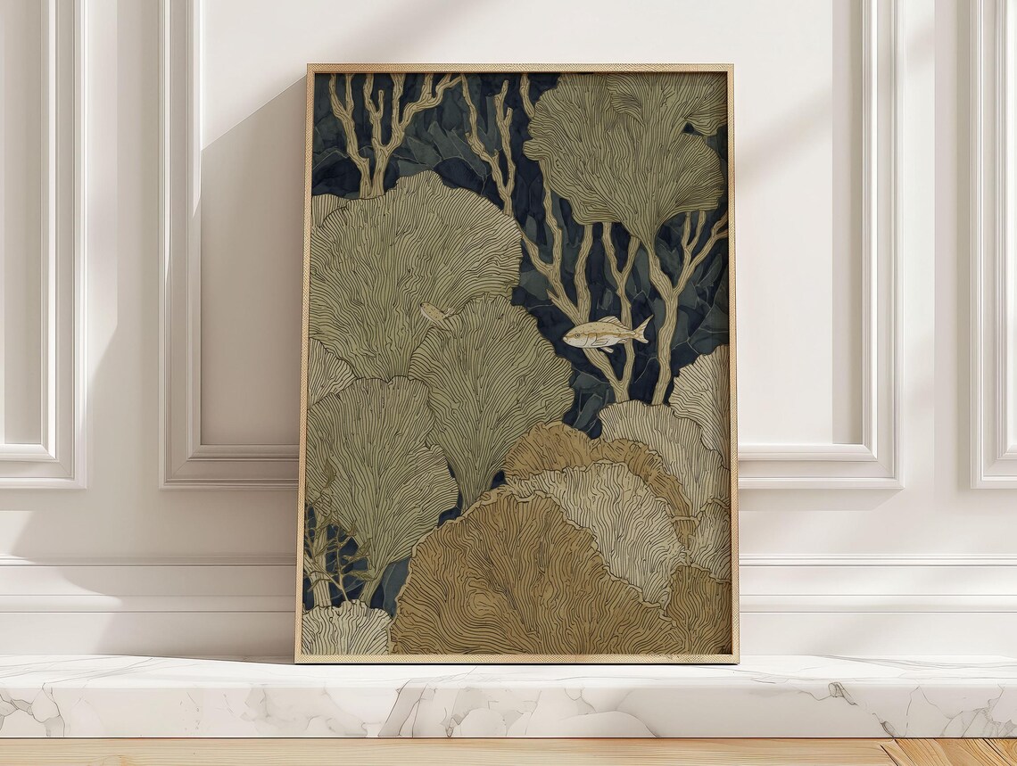 Calm Marine Fish Vintage Coral Reef Poster