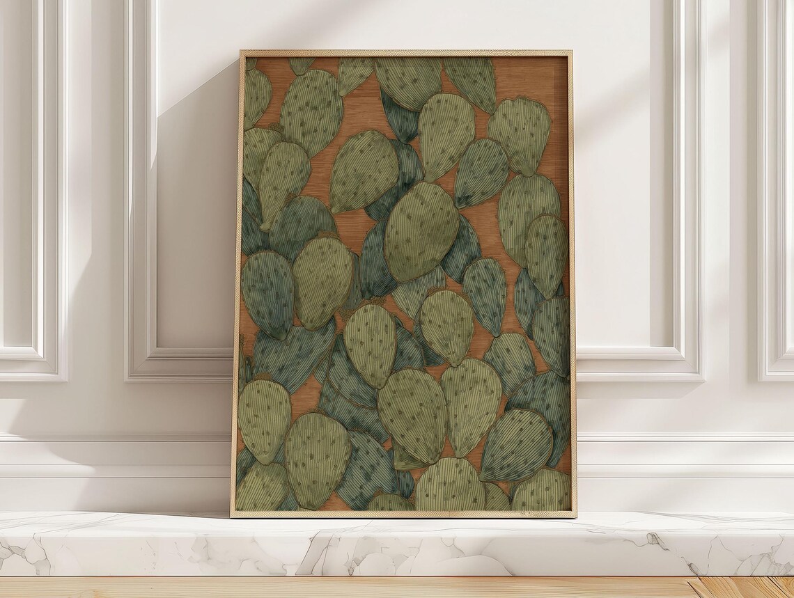 Prickly Pear Succulent Art Print, Modern Southwest