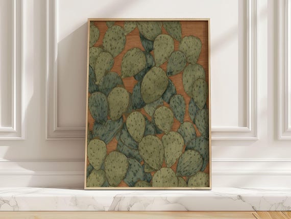 Prickly Pear Succulent Art Print, Modern Southwest