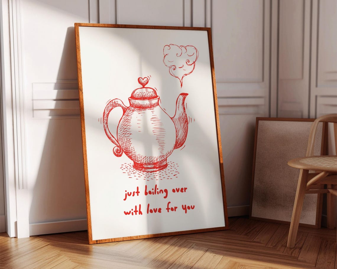 Aesthetic Kitchen Decor Cute Teapot Illustration Art Kitchen Wall Art Print Dining Room Print Tea Lover Gift Retro Print Print - Image 5