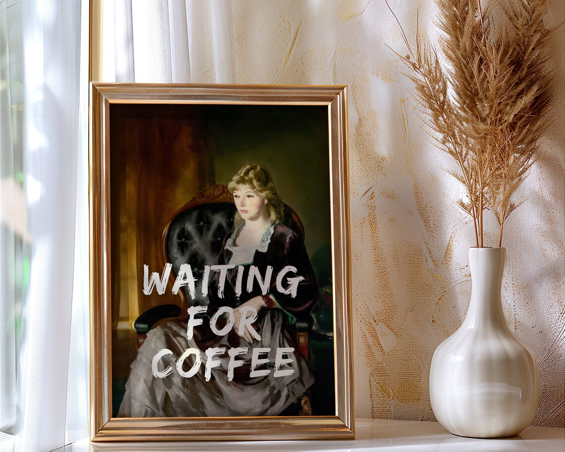 Waiting For Coffee Vintage Portrait Art Print - Image 3