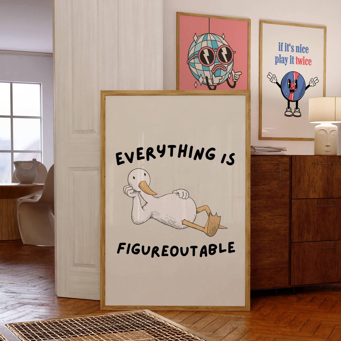 Everything Is Figureoutable Funny Duck Lounge Positive Quote Poster - Image 7