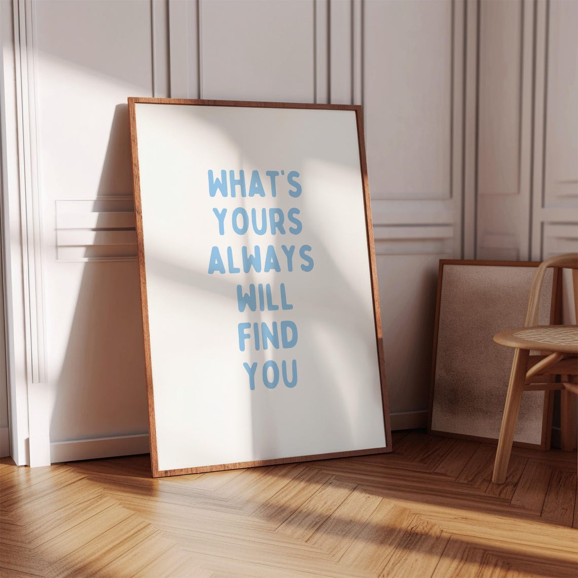 What's Yours Always Will Find You Blue Positive Aesthetic Quote Poster - Image 6