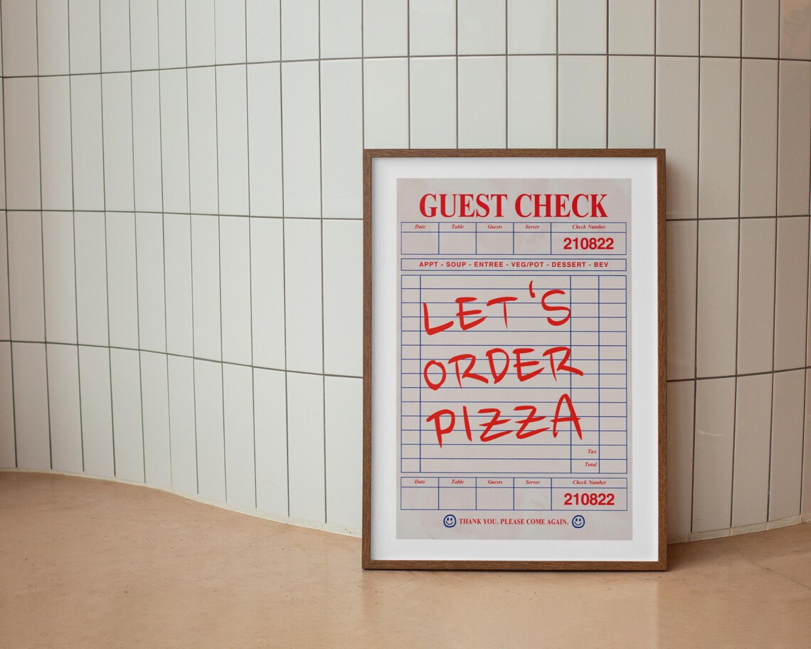 Lets Order Pizza Guest Check Retro Kitchen Poster - Image 4