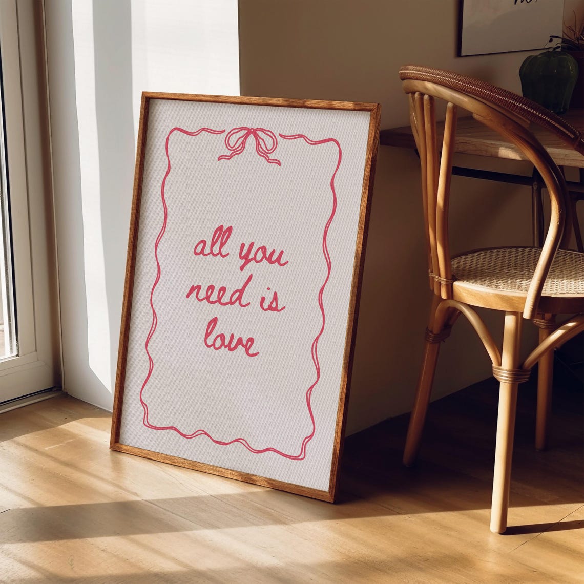 All You Need Is Love Red Script Bow Coquette Valentines Poster - Image 4