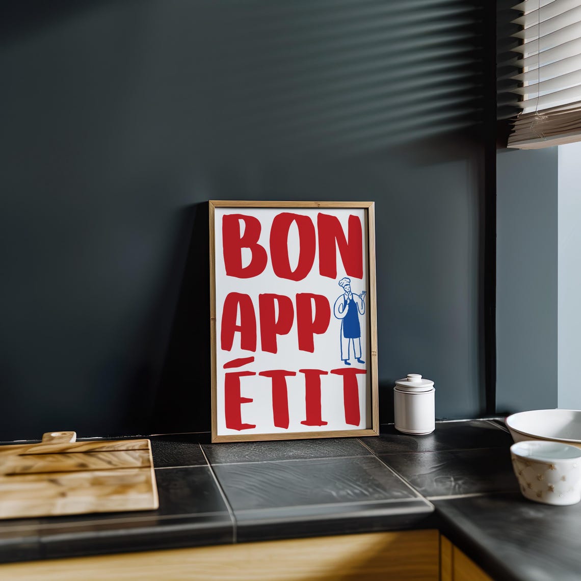 Bon Appetit Red French Kitchen Chef Quote Bold Typography Poster - Image 5