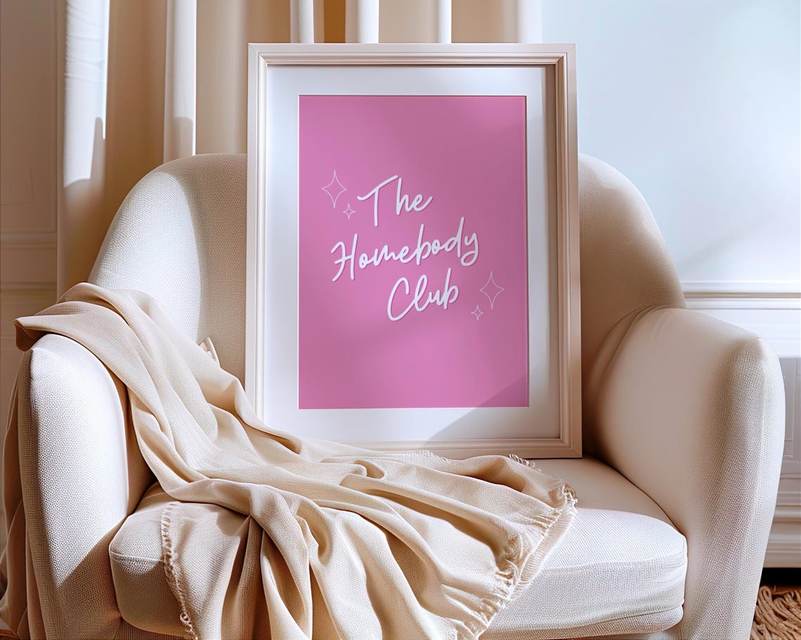 The Homebody Club Pink Script Sparkle Cozy Bedroom Quote Poster - Image 3