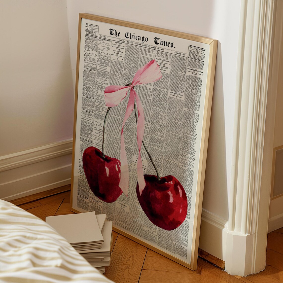 Cherry Poster, Trendy Retro Newspaper Art - Image 4