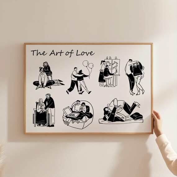 The Art Of Love Couples Everyday Moments Line Drawing Poster