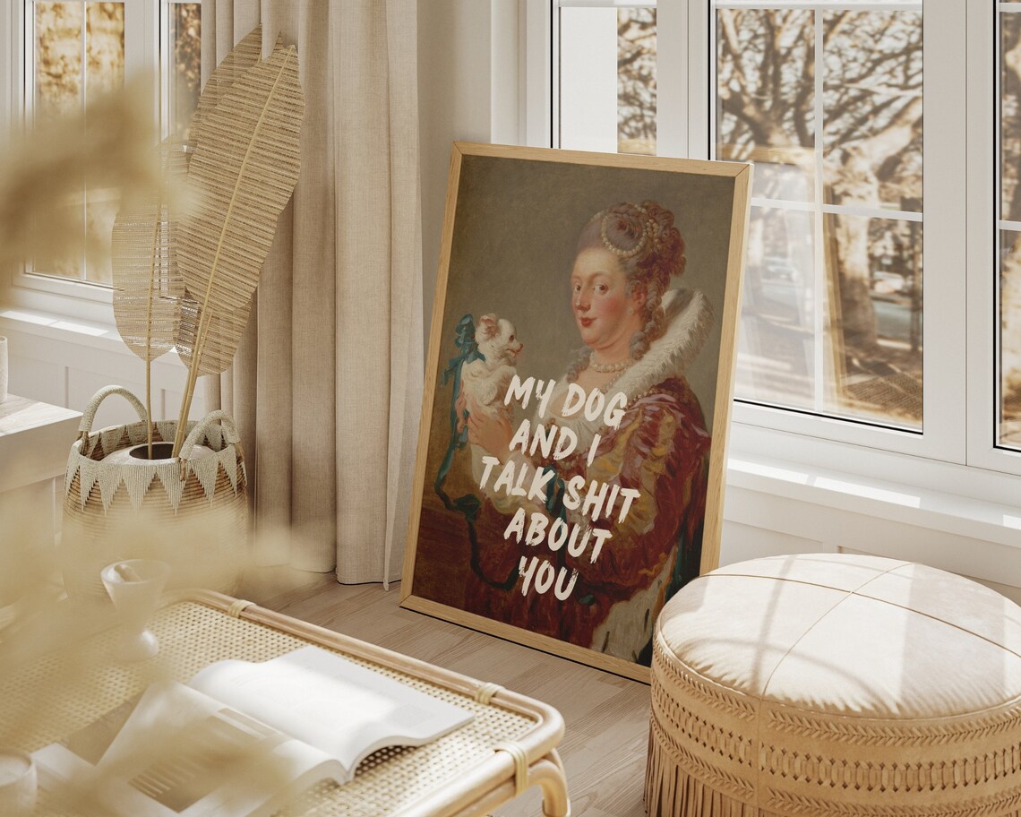 Funny Vintage Dog Lover Renaissance Portrait Art Print - Image 5