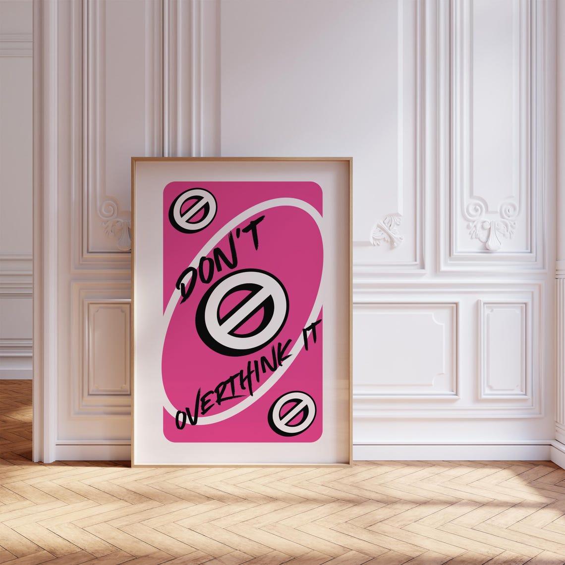 Dont Overthink It Pink Playing Card Style Positive Mindset Poster - Image 7