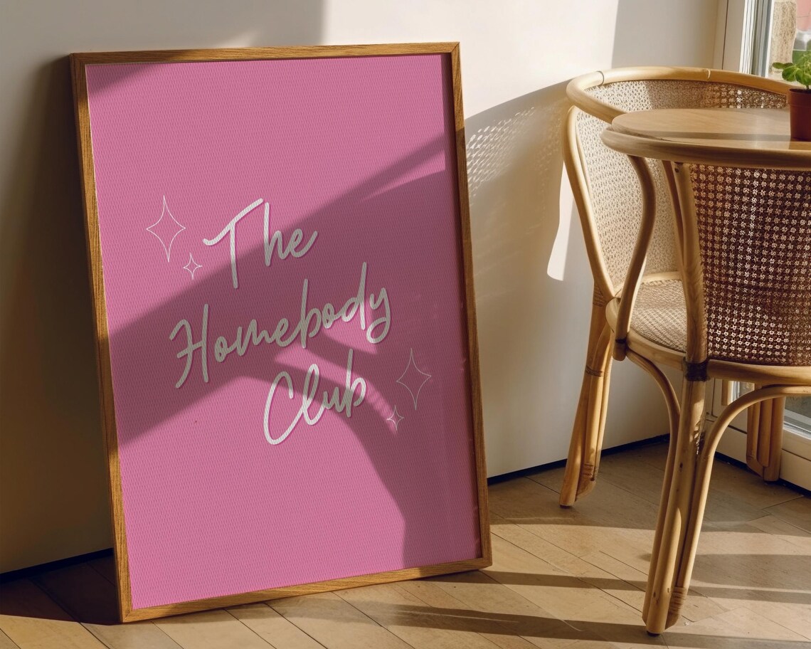 The Homebody Club Pink Script Sparkle Cozy Bedroom Quote Poster - Image 5