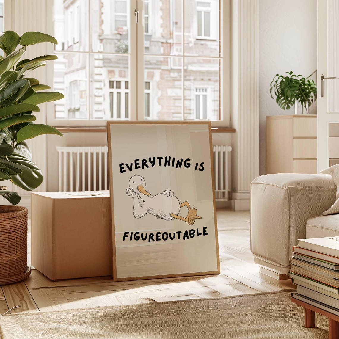 Everything Is Figureoutable Print Cute Positive Affirmation Poster Funny Duck Art Print Inspirational Wall Art Trendy Wall Art - Image 4