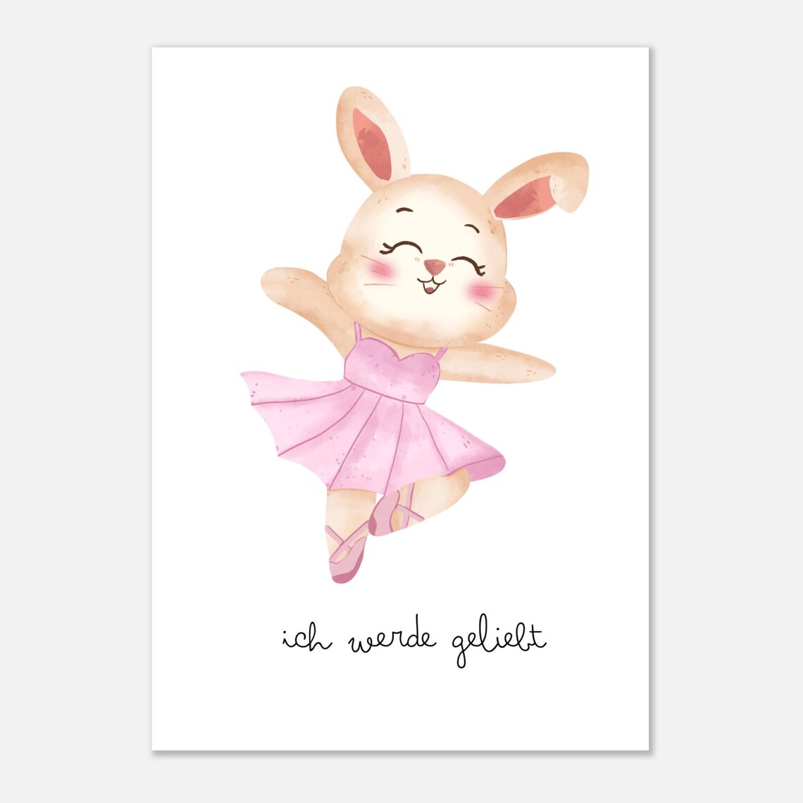 Happy Bunny Ballerina In Pink Tutu 'I Am Loved' Girls Room Poster - Image 2