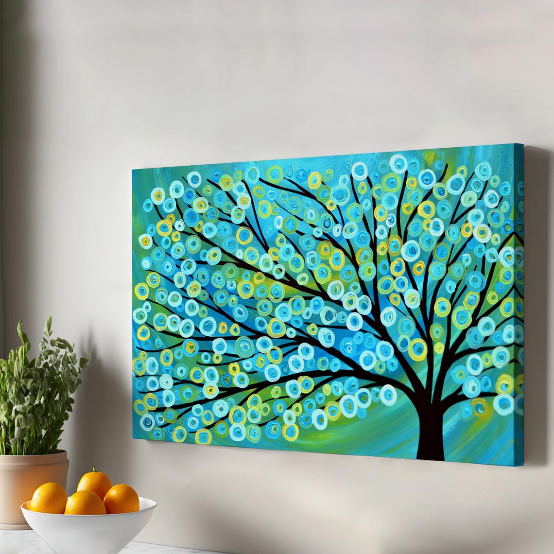 Surreal Symphony Of Colors In The Tree Abstract Modern Wall Decor Framed Canvas Art Large