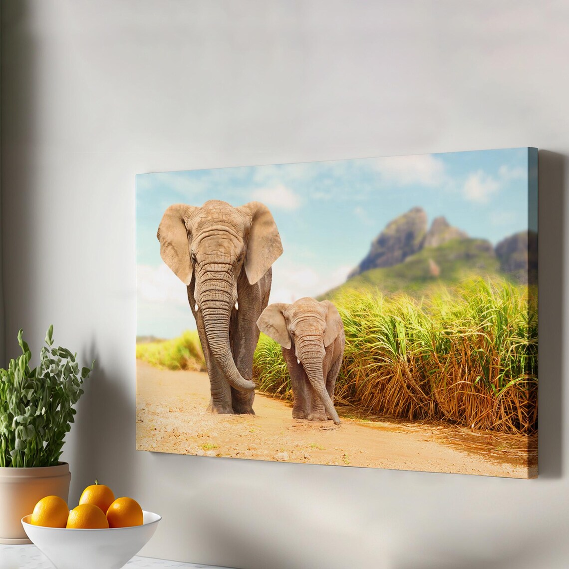 Elephant And Calf Modern Animal Art Print