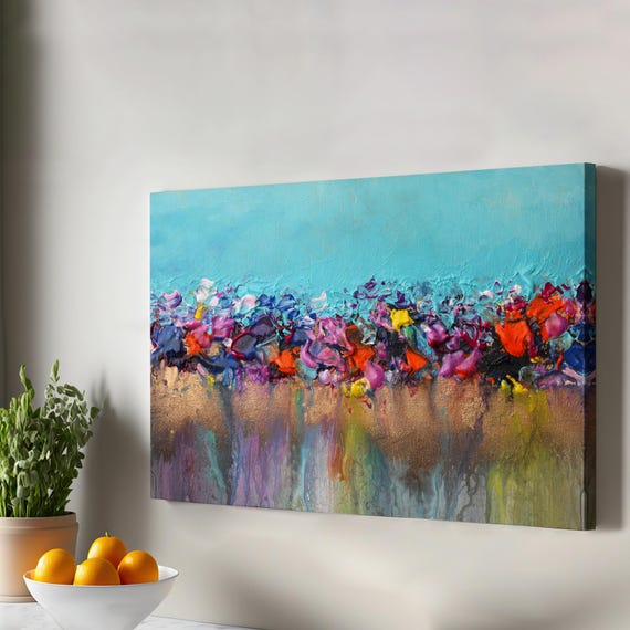 Moment Of Acrylic Paints Flowing Canvas Art Framed Wall Abstract Modern Decor Large Print