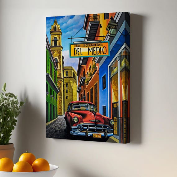 La Bodeguita Car Wall Art Large Modern Canvas Decor Gift For Home Regional