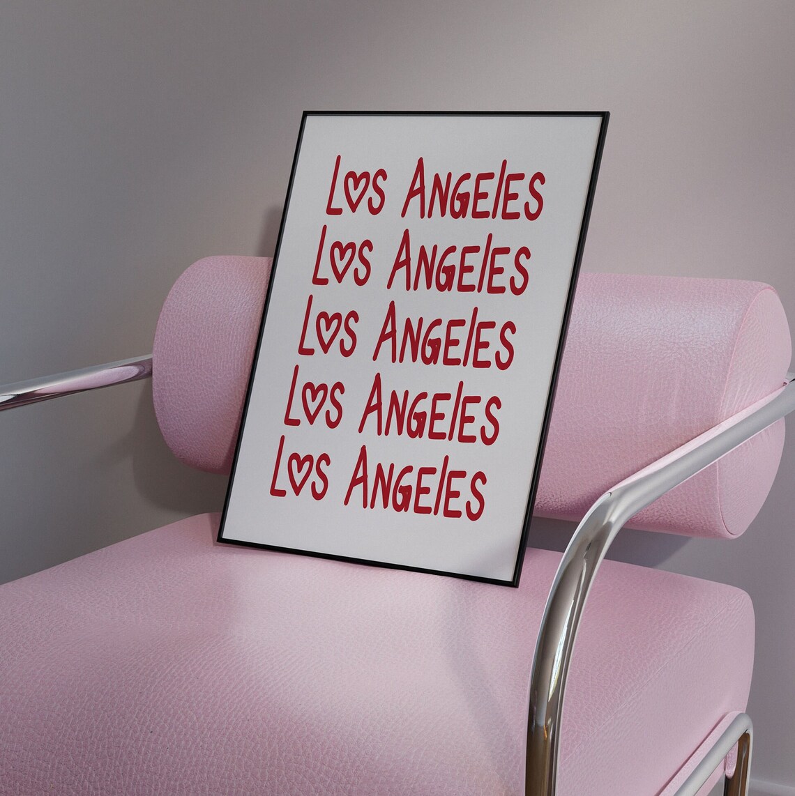 Los Angeles Heart Lettering Red Typographic City Love Poster - Image 4