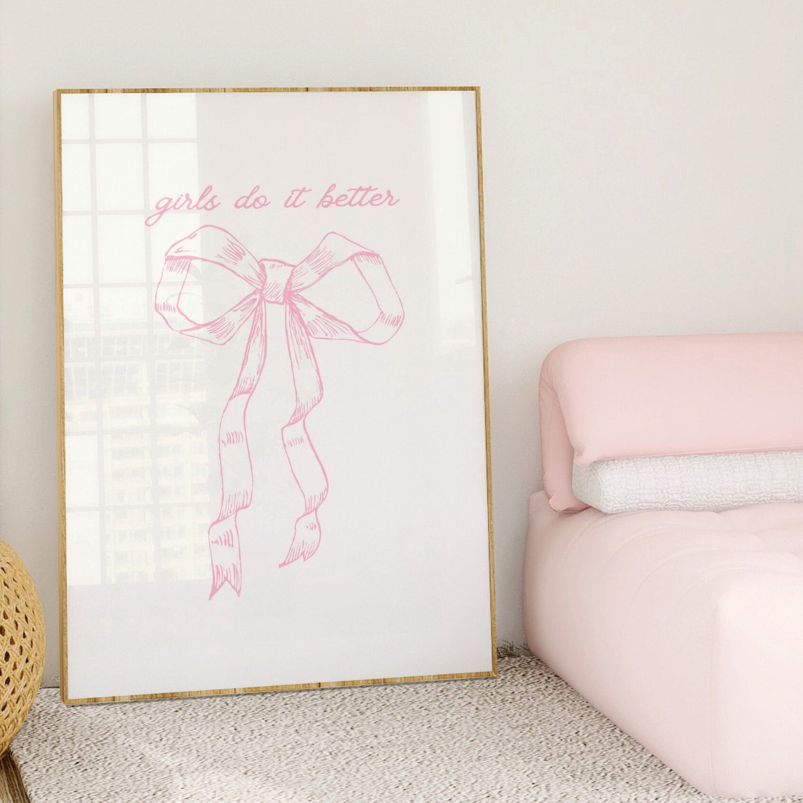 Girls Do It Better Pink Bow Script Coquette Girls Room Poster - Image 3