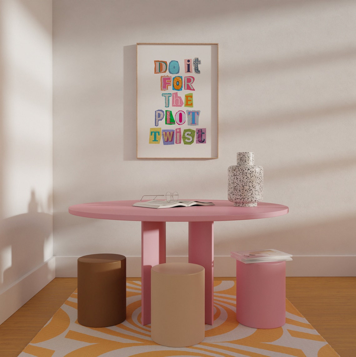 Do It For The Plot Twist Colorful Cutout Lettering Quote Poster - Image 3