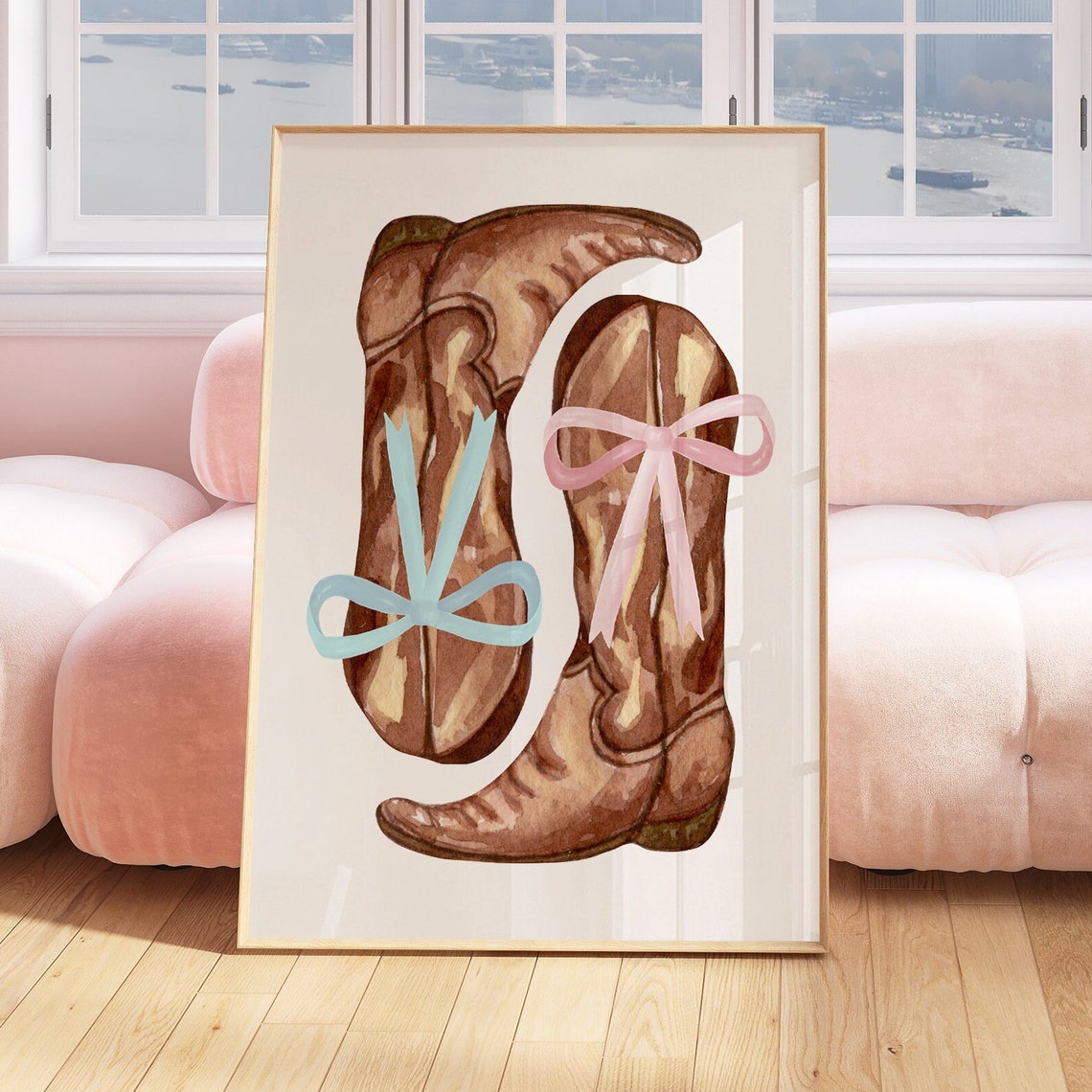 Cowgirl Boots With Pastel Bows Coquette Western Room Decor Poster - Image 3