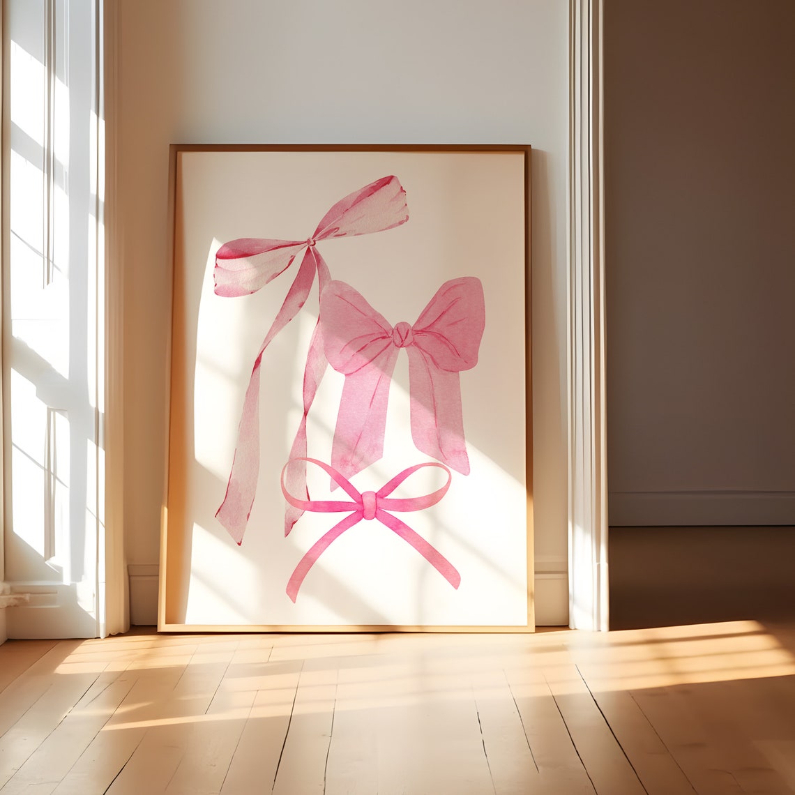 Pink Watercolor Bow Trio Balletcore Coquette Room Decor Poster - Image 2