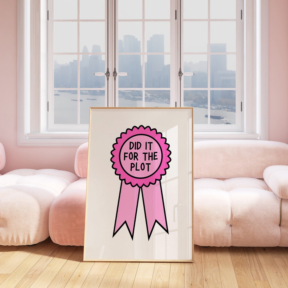 Did It For The Plot Pink Award Ribbon Trendy Quote Gift Poster - Image 4