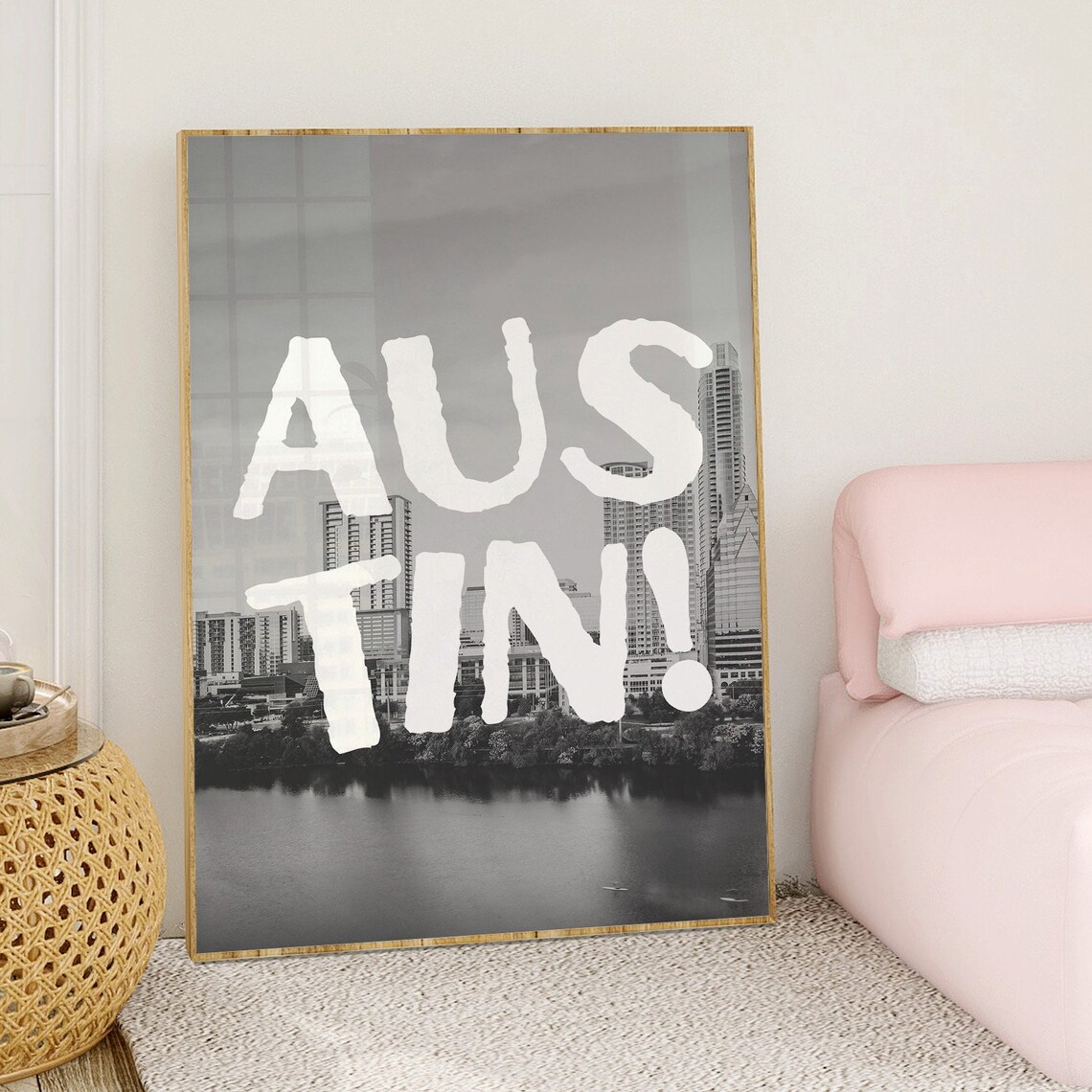 Austin City Skyline Black And White Photo Quote Typography Poster - Image 3