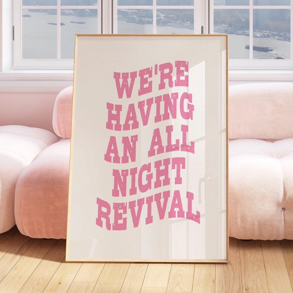 All Night Revival Wall Art Trendy Cowgirl Wall Art Cowgirl Coastal Blue Western Inspired Wall Art Trendy College Gallery Wall Art Poster - Image 2