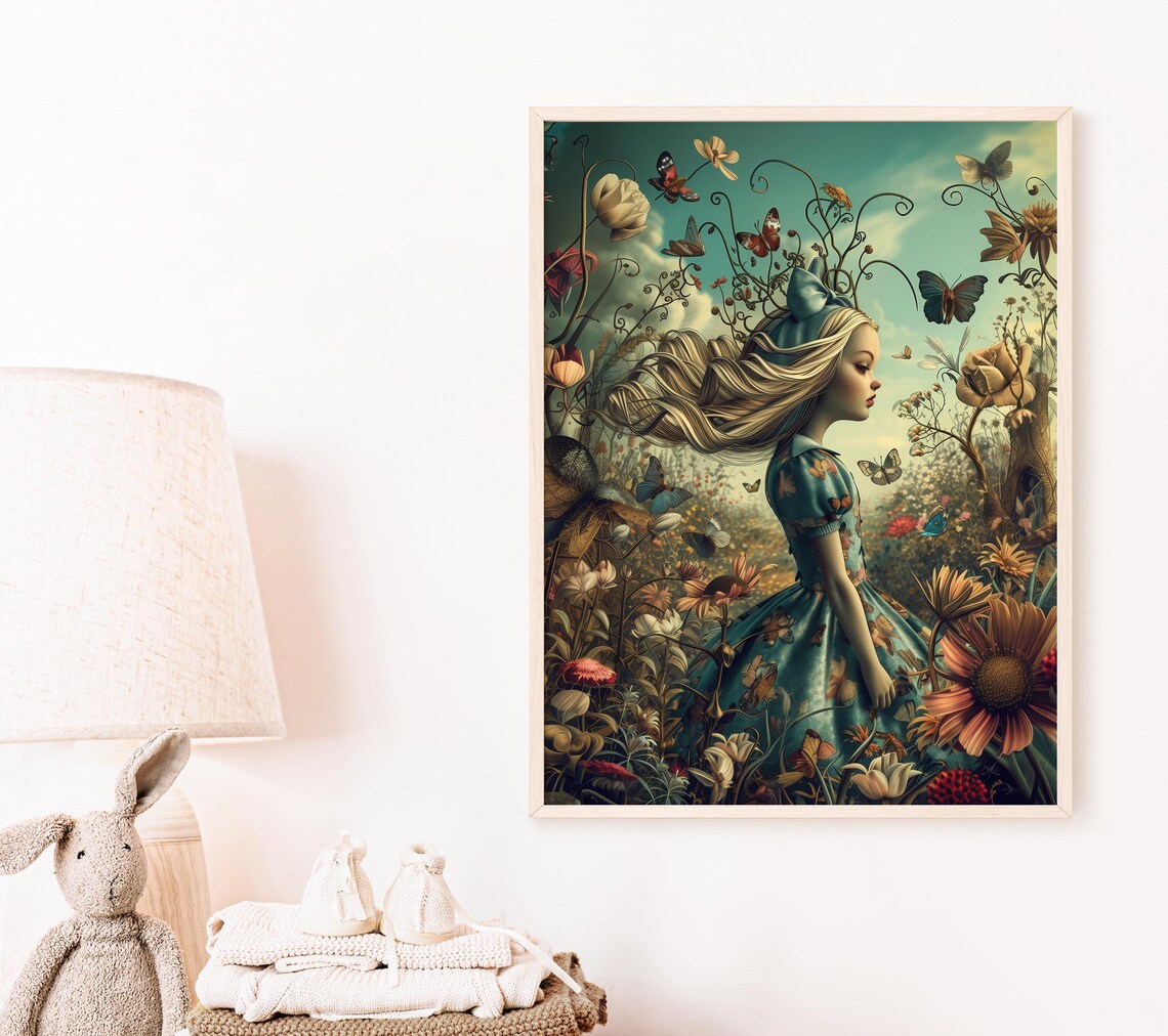Alice In Wonderland Wildflower Art Print, Nursery Decor - Image 6