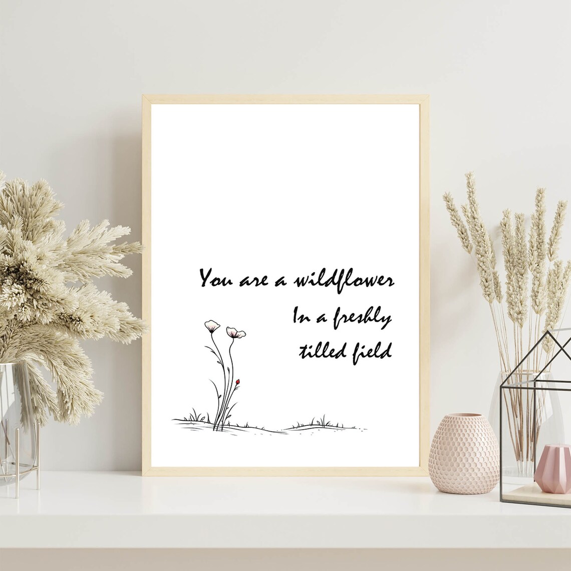 You Are a Wildflower Quote Minimalist Botanical Line Art Print - Image 7