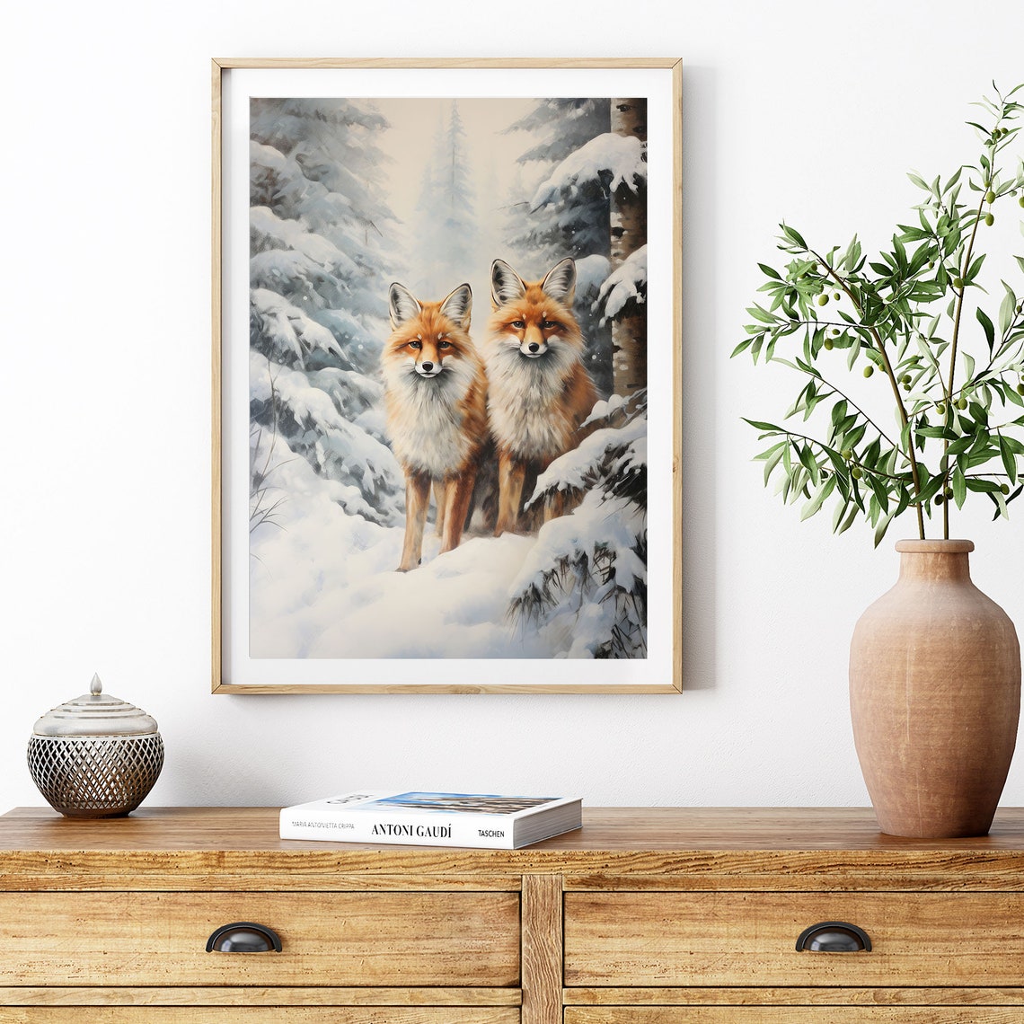 Snowy Winter Fox Art Foxes In Winter Forest Oil Painting Print Winter Snowy Scene Wall Art Woodland Animal No1 Wa01 - Image 7