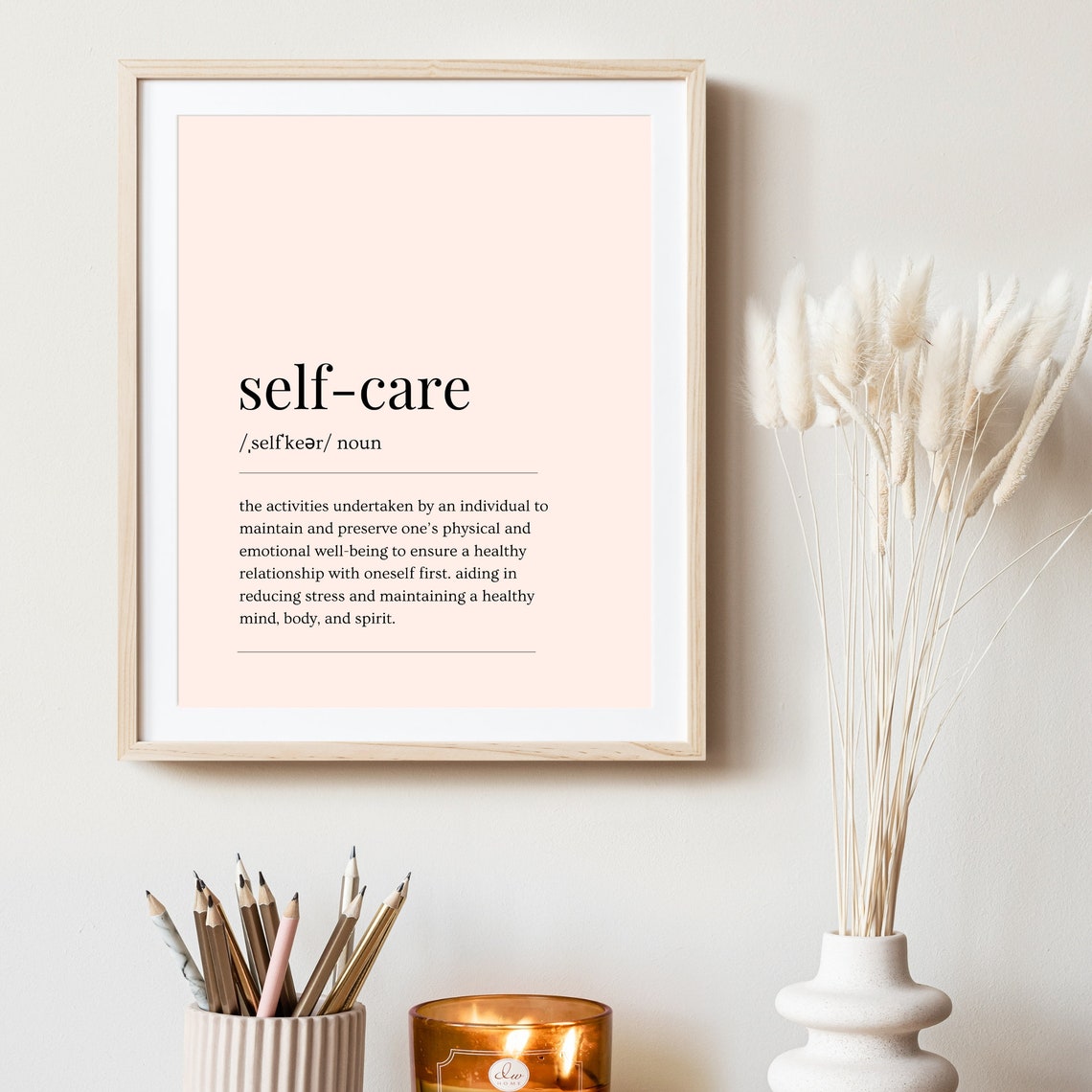 Self Care Definition Blush Minimalist Wellness Decor Wall Poster - Image 2
