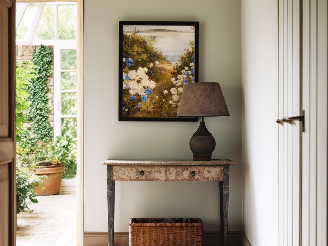 Coastal Wildflower Field by the Sea Impressionist Art Poster - Image 3