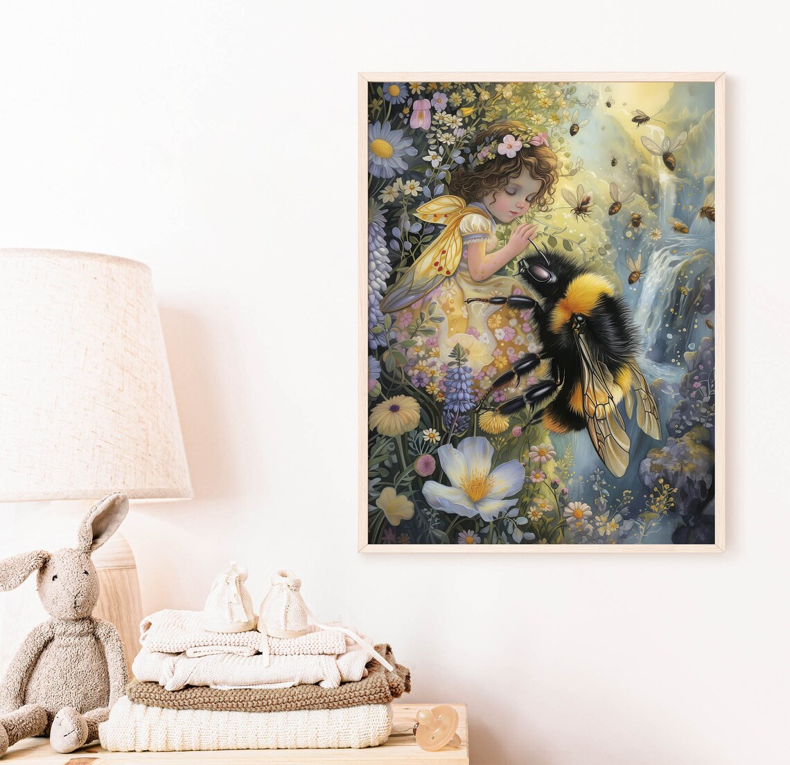 Little Fairy Girl Giant Bumblebee Wildflower Garden Fantasy Poster - Image 8