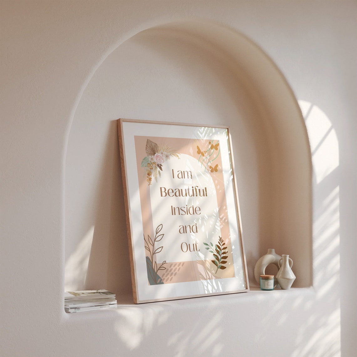 I am Beautiful Inside and Out Boho Floral Daily Affirmation Poster - Image 7