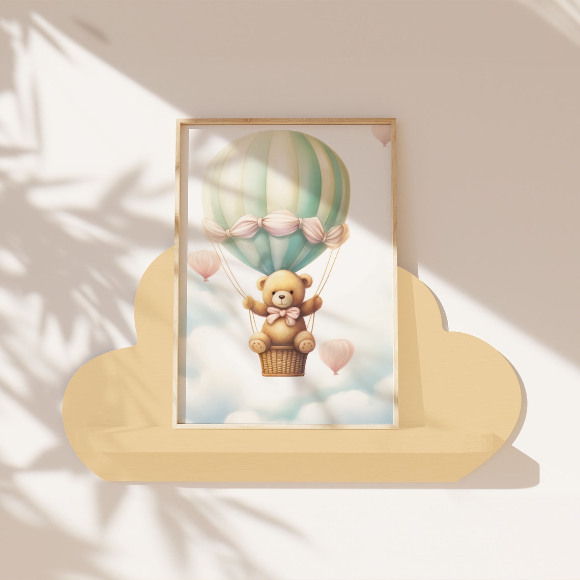 Teddy Bear in Hot Air Balloon Pastel Nursery Baby Room Decor Poster - Image 7