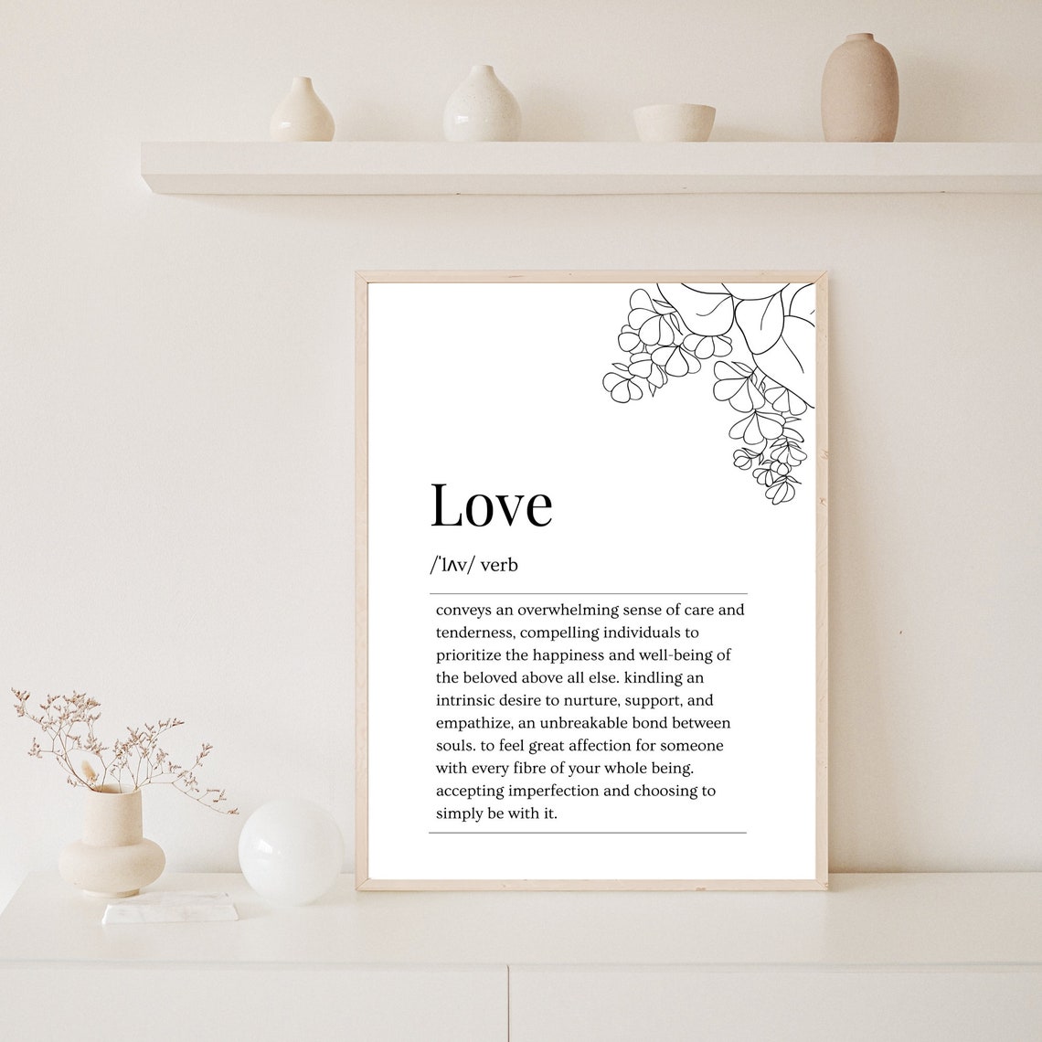 Love Dictionary Definition Floral Line Art Typography Poster - Image 5