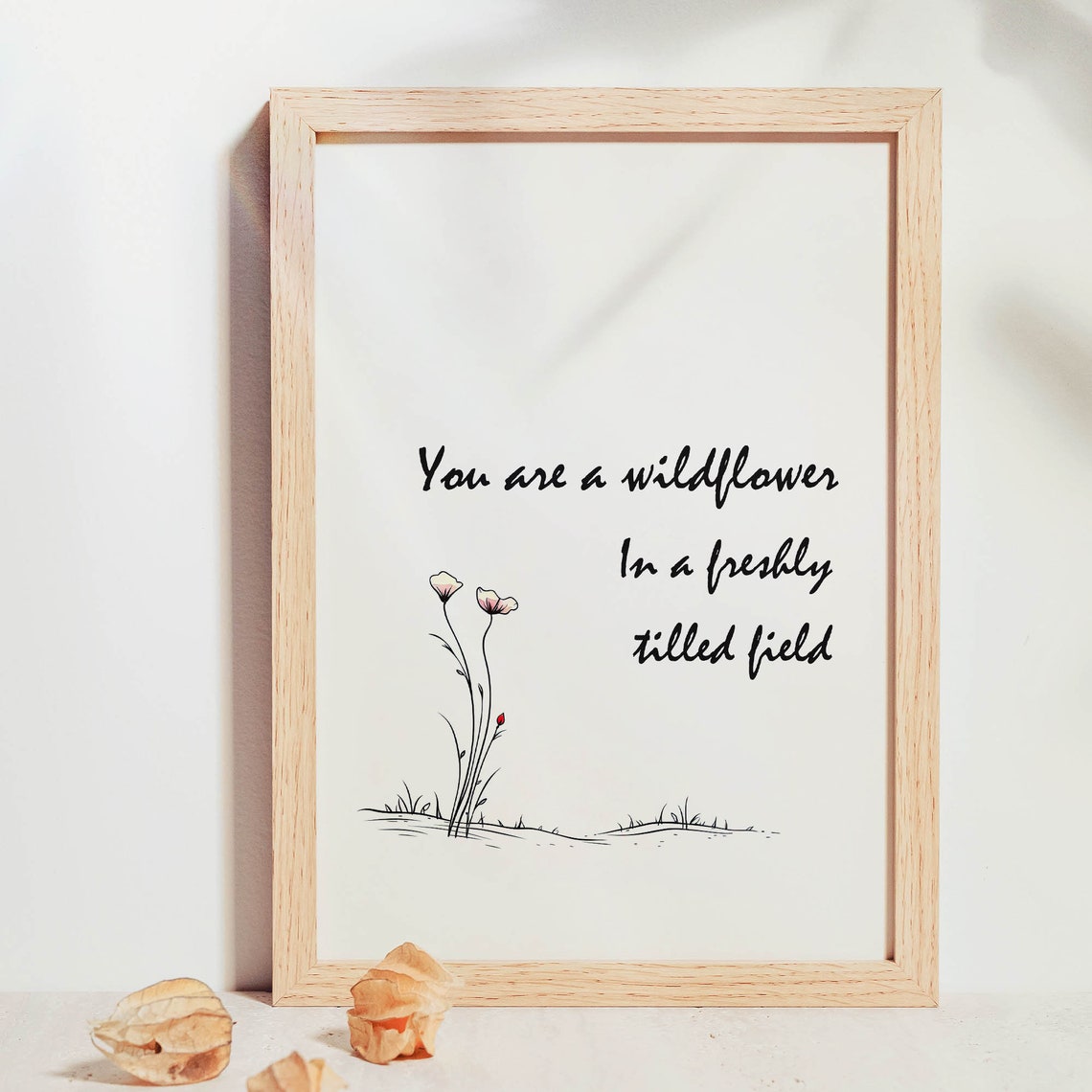 You Are a Wildflower Quote Minimalist Botanical Line Art Print - Image 8