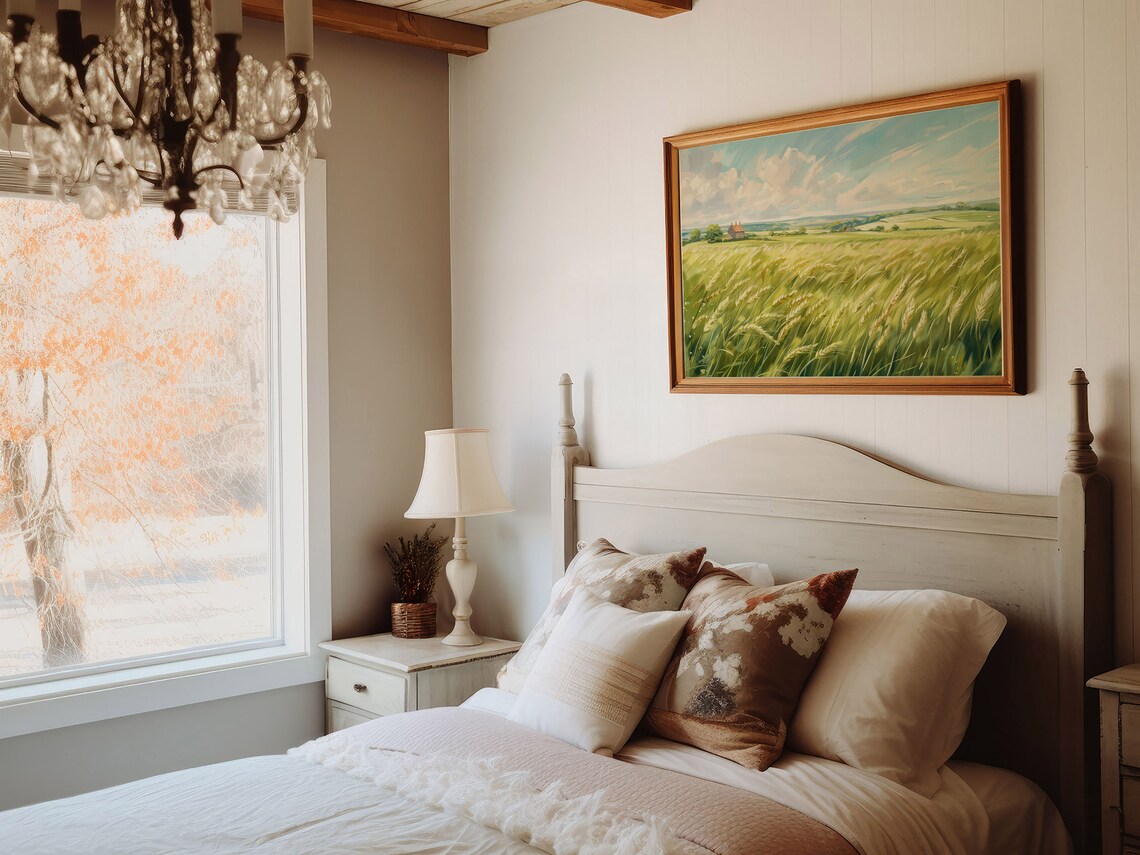 Windblown Wheat Field Country Farmhouse Big Sky Summer Landscape Poster - Image 7
