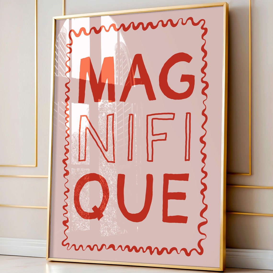 Magnifique Art Print French Saying Wall Art Trendy Typography Print Pink And Red Wall Decor Preppy Bedroom Art French Poster Dorm Art