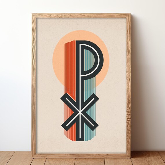 Chi Rho Christian Monogram Symbol Retro Vintage Wall Decor Poster