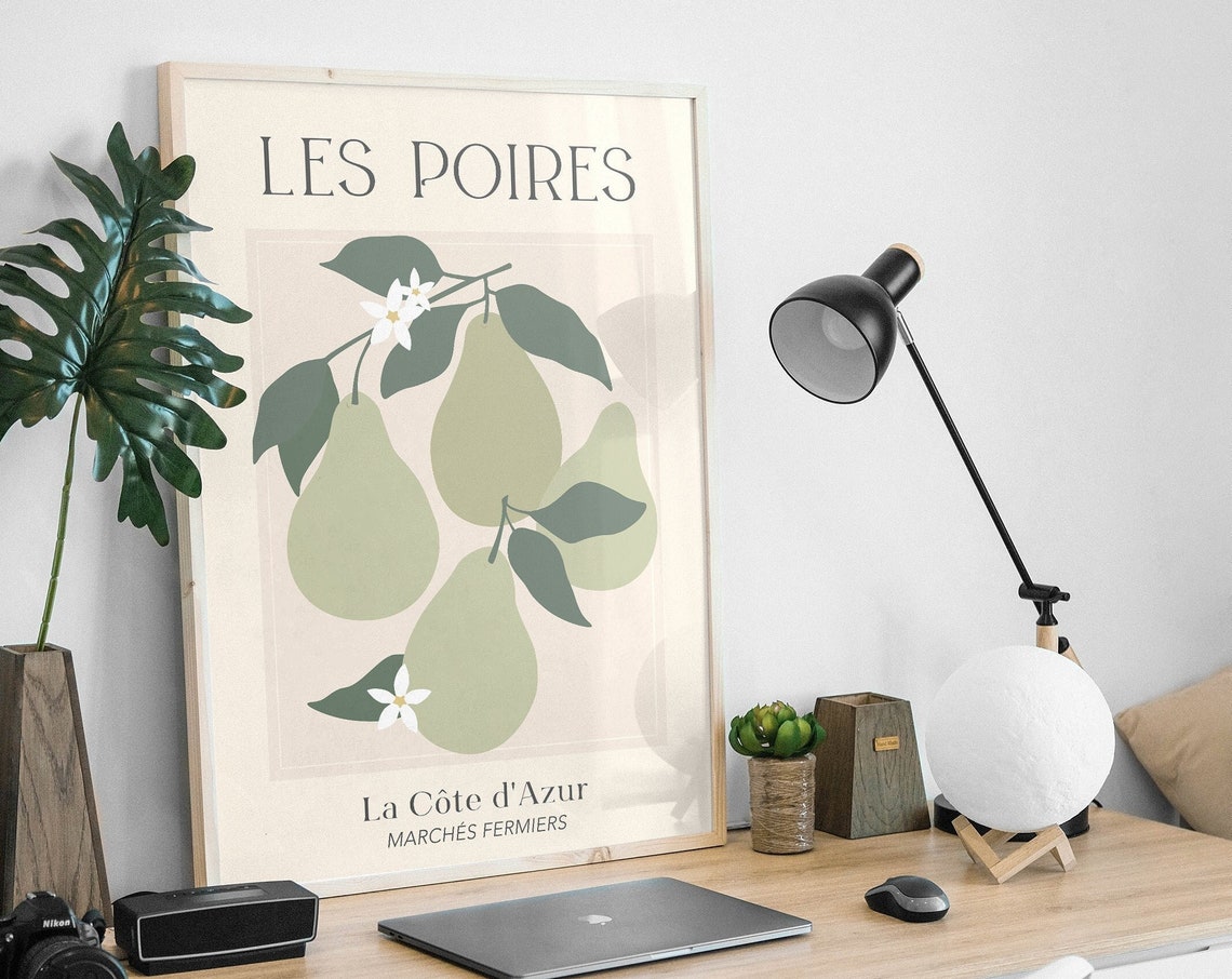 Pears Print Art Pears Fruit Market Botanical Wall Art Pears Kitchen Art Print Cute Trendy Wall Art - Image 4
