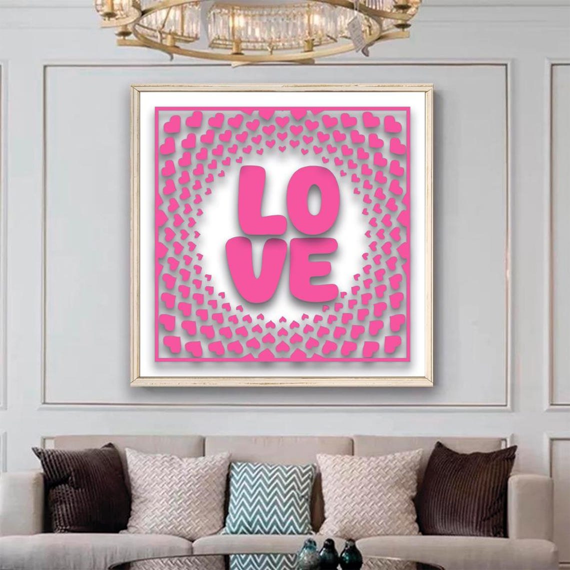 Pink Love Heart Burst Typography Romantic Valentine Art Poster - Image 2