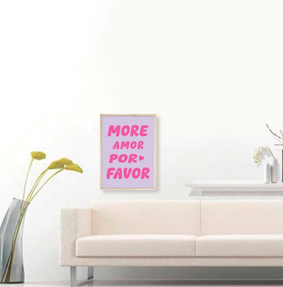 More Amor Por Favor Hot Pink Quote Poster On Lavender Background - Image 3