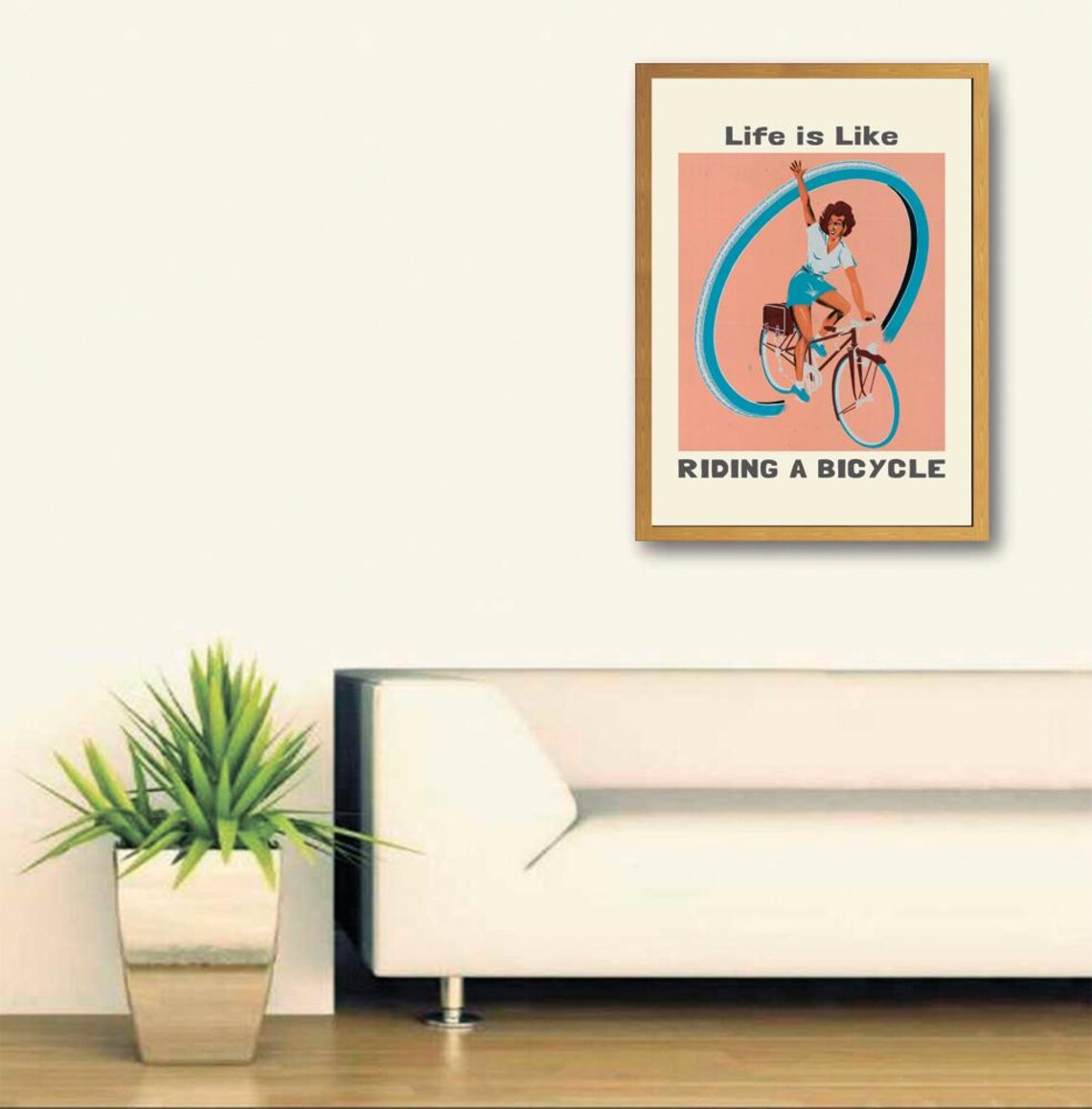 Life Is Like Riding A Bicycle Retro Woman Bike Vintage Quote Poster - Image 3