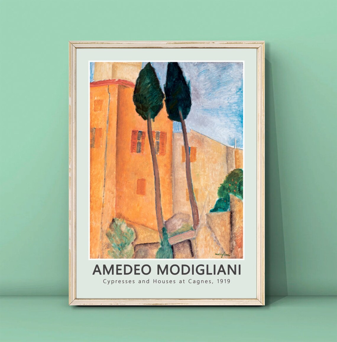 Amedeo Modigliani Cypresses And Houses At Cagnes 1919 Poster