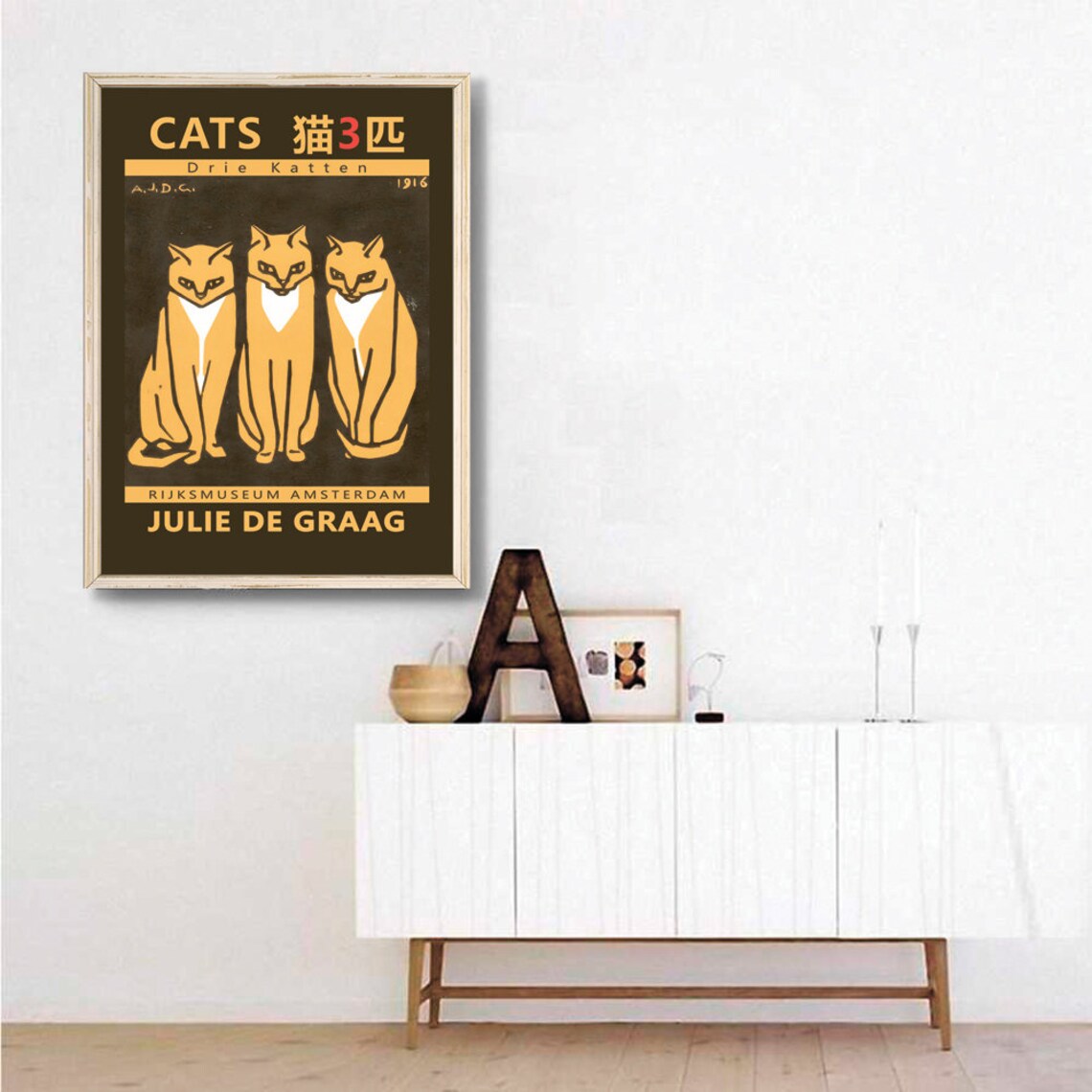 Julie De Graag Three Cats 1916 Rijksmuseum Amsterdam Art Poster - Image 3