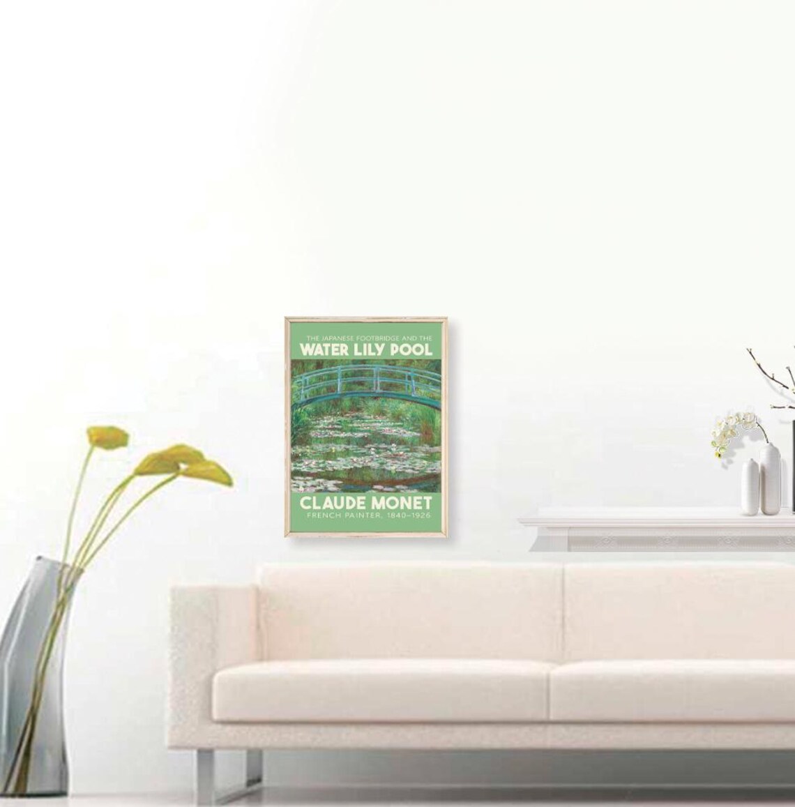 Claude Monet Japanese Footbridge and Water Lily Pool Garden Art Poster - Image 3
